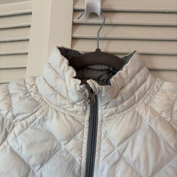 Lululemon women's down jacket 12 white insulated quilted full zip pockets - Picture 3 of 12
